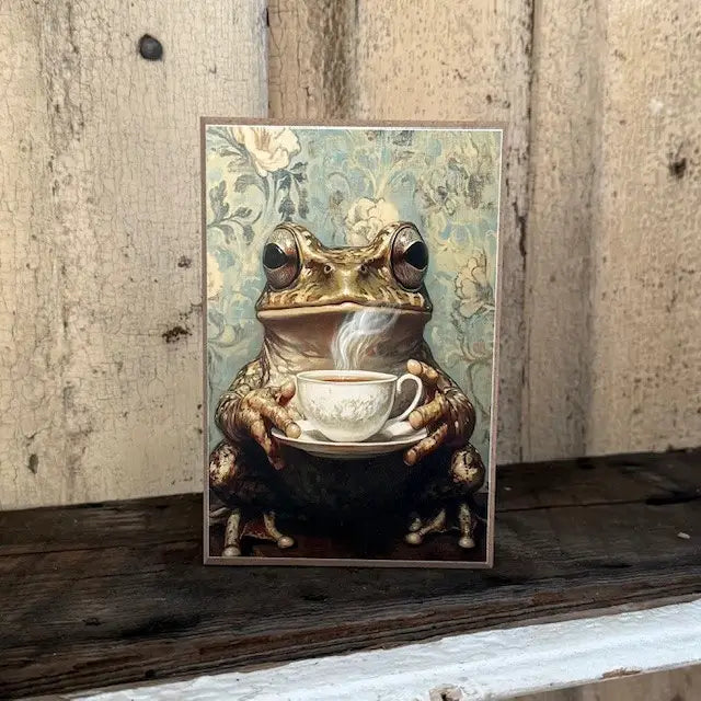 Frog Coffee Block Tabletop Sign