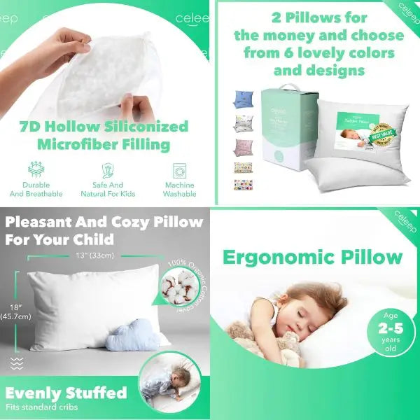 Celeep 2Pack Pillow Set - 100% Hypoallergenic Microfiber