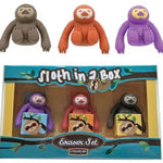 Sloth in A Box- 3pk Multi Colored Sloth Eraser Set