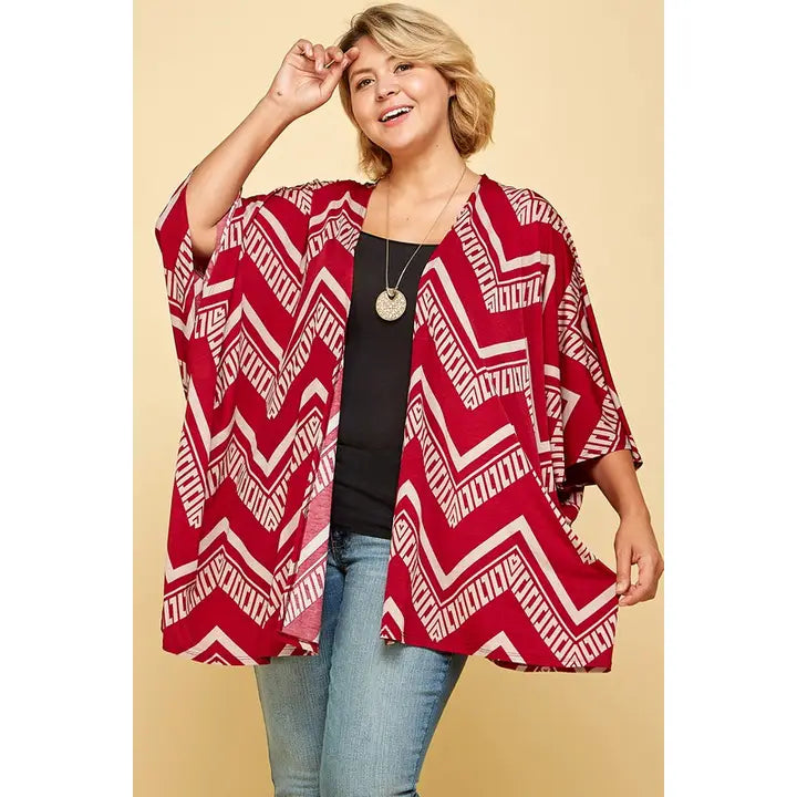 Geometric Kimono-Burgundy