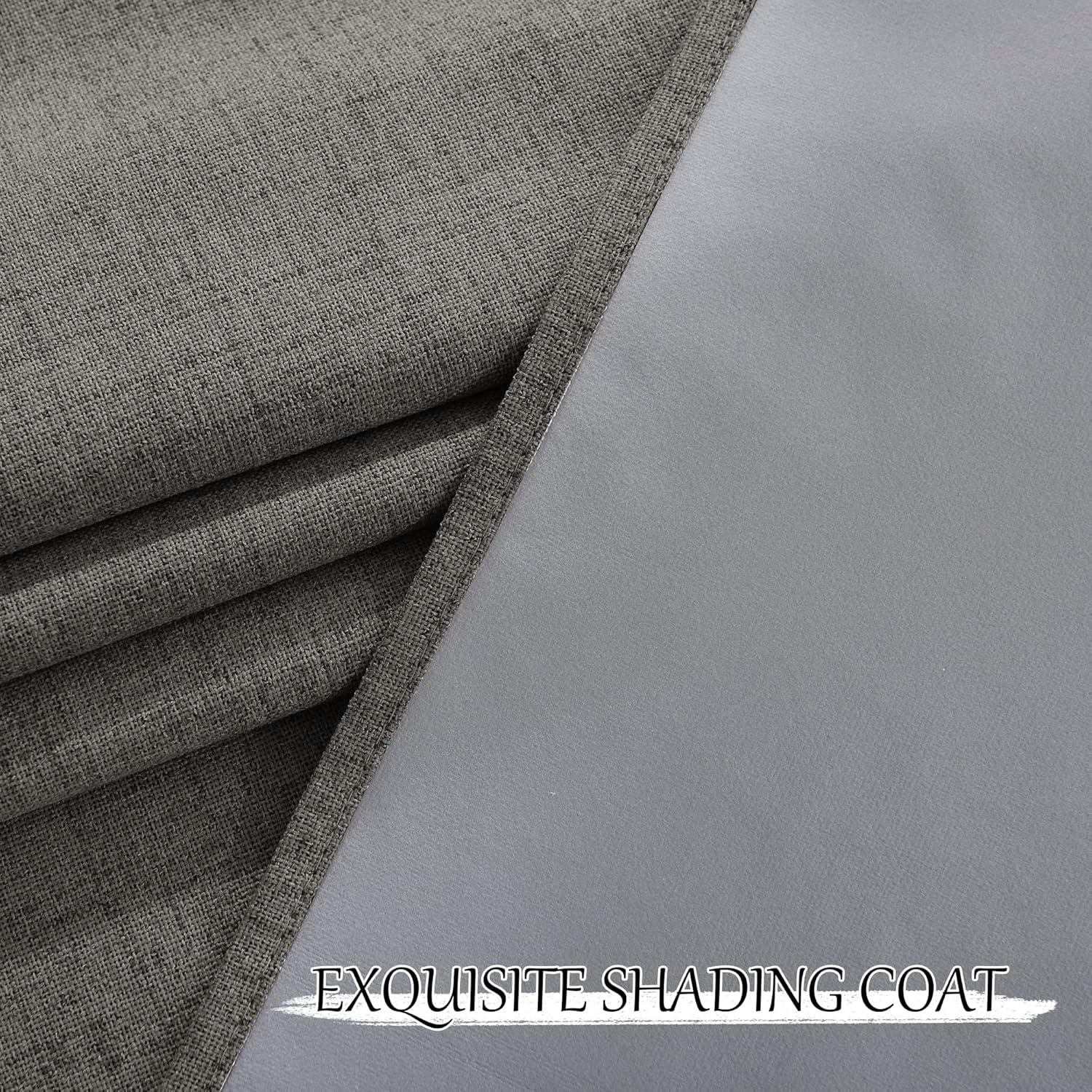 Grey Linen Textured Full Blackout Curtains 96 inches Long, Burlap Look Privacy Bedroom Curtains & Drapes Neutral Insulating Energy Saving Drapes for Living Room, W52xL96, Set of 2