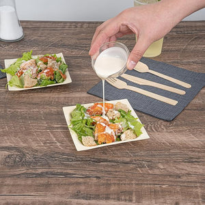Restaurantware - Taipei 5.1 x 5.1 Inch Square Serving Plates, 200 Disposable Party Plates - Sustainable, Greaseproof, Poplar Wood Plates, Heavy-Duty, For Parties, Weddings, Camping, Picnics, And More