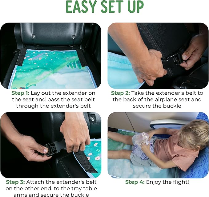 Airplane Seat Extender for Kids - Travel Bed for Baby with Built-in Sleeping Bag Function - Durable and Comfortable Airplane Bed for Toddler - Kids Travel Essentials for Flying Blue