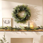 Decorbyhannah Christmas Wreath, 24 inch Prelit Real Touch Norfolk Pine Christmas Wreath for Front Door, Artificial Cypress Christmas Wreath with Lights
