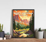 Rocky Mountain National Park Poster Art Print Retro Mountain Lake Wall Art Poster Vintage Decor Nature Landscape Picture For Bedroom Office Home (Rocky Mountain, 14x11 inches (Unframed))