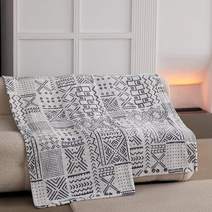 Home Super Soft Christmas Twin Blanket 60x80 Inches, Premium Lightweight Silky Fleece Face Fabric with Fluffy Fuzzy Sherpa Reverse Bed Blanket for All Season, 60"x80", Symbol Light Grey