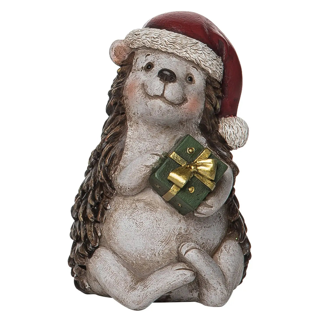Resin 6 in.  Christmas Hedgehog Figurine