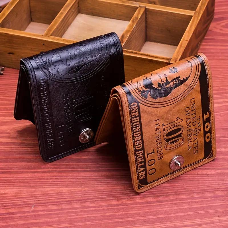 Men's Us Dollar Bill Leather Bifold Wallet