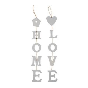 Home and Love Hanging Decor- 18"x3"