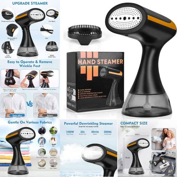 Premium Hand Steamer - 300ML Water Tank - One Touch With Lock Mode Steaming