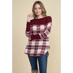 Button Back Tunic Top-Burgundy-Size Small