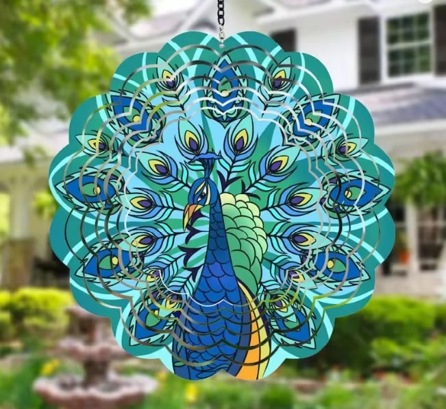 Metal Wind Vortex Spinner - Peacock