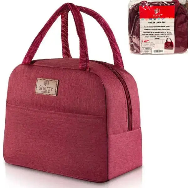 Zippered Insulated Cooler Lunch Bags - #4011.BURG-SD - 8"x8" - Brushed Burgundy