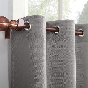 No. 918 Montego Casual Textured Semi-Sheer Grommet Kitchen Curtain Tier Pair, 56" x 24", Nickel