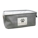 16"x12" Grey Corduroy Rectangular Pet Storage Bin with Paw Print Patch