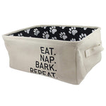 16"x12" Natural Linen Rectangular Pet Storage Bin with Paw Print Patch