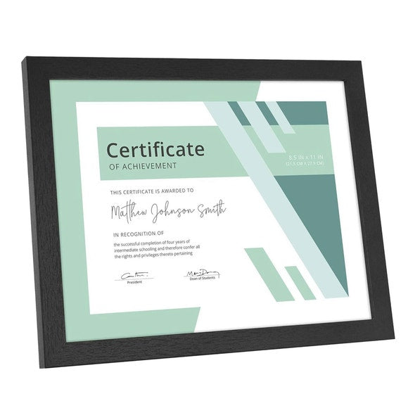 8.5"x11" Black Wood Certificate of Achievement Photo Frame
