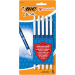 BIC PREVAGUARD CLIC STICK PENS 5 PACK BALL POINT/MEDIUM BLUE INK