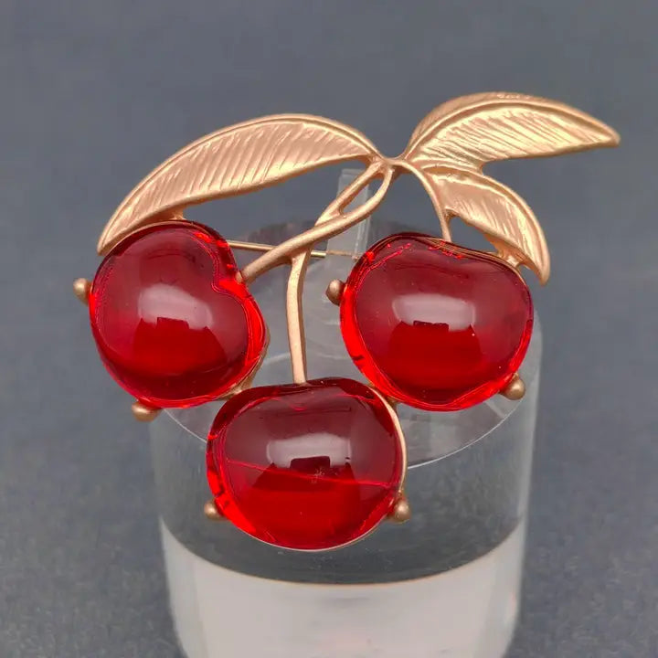 Triple Cherry Brooch