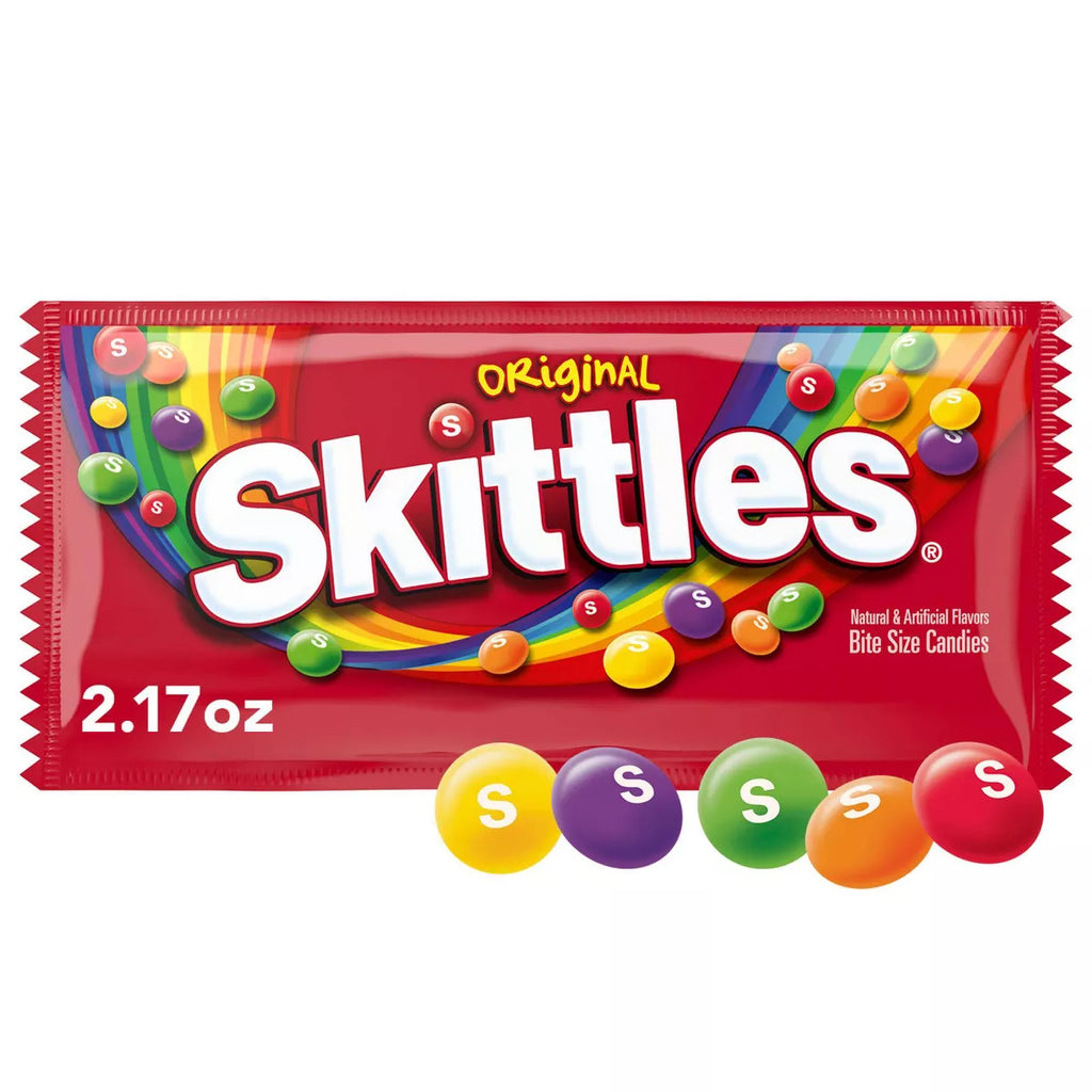 Skittles Original Chewy Candies, Full Size Fruit Candy Bag - 2.17oz