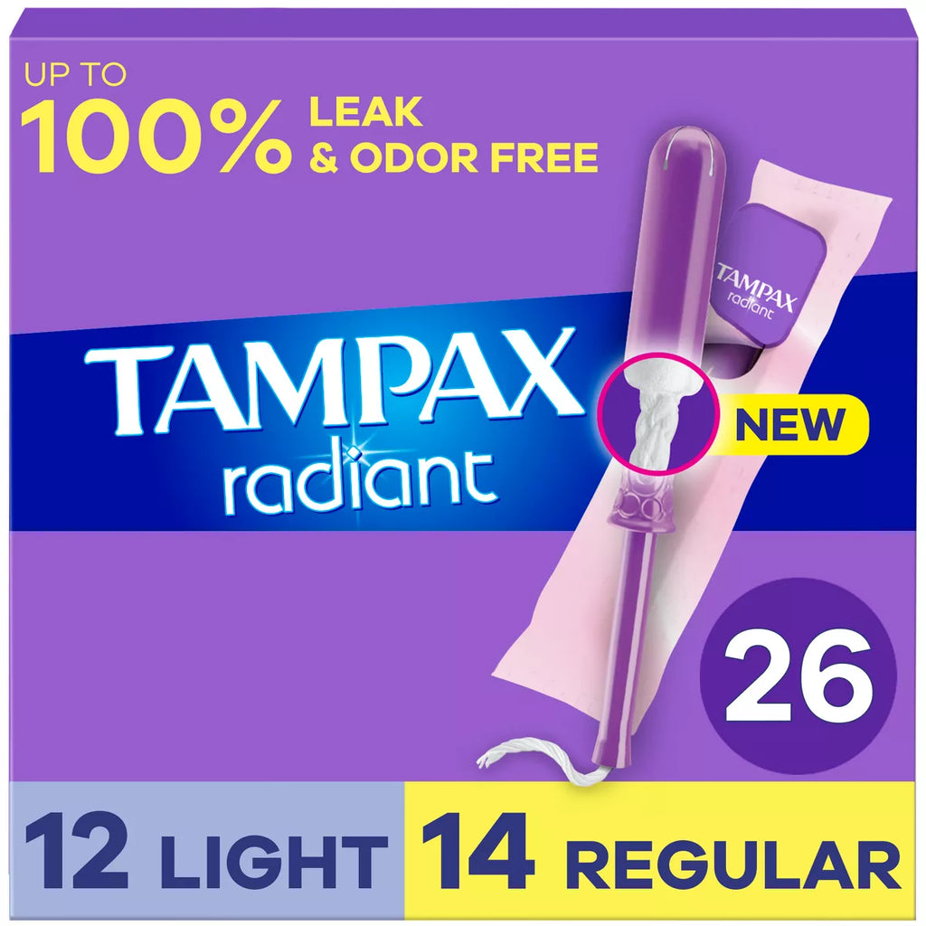 Tampax Radiant Light and Regular Duo-Pack Tampons - 26ct