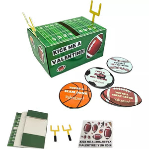 DIY Football Valentine Mailbox Kit with 36 Sport Valentine Cards for Kids