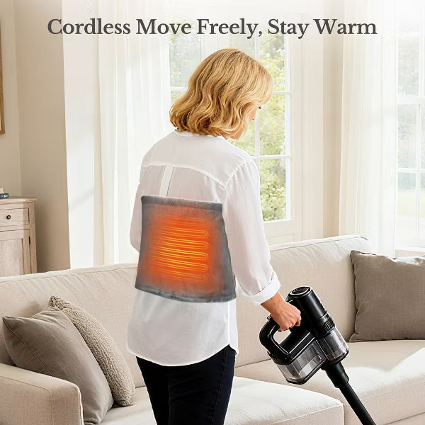 Rechargeable Heating Pad for Back Pain, Cordless with Adjustable Strap, 3 Temperature Settings (Grey, 12x24 Inch)