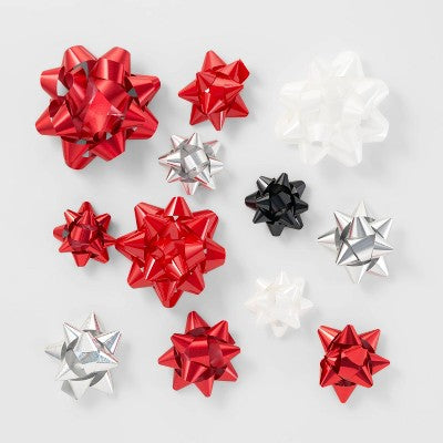 40ct Christmas Bow Bag Red/Silver/White - Wondershop