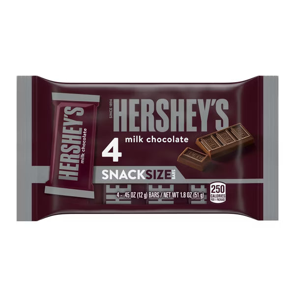 Hershey's Milk Chocolate Snack Size Candy Bars - 1.8oz/4ct (Best By: 01/2026)