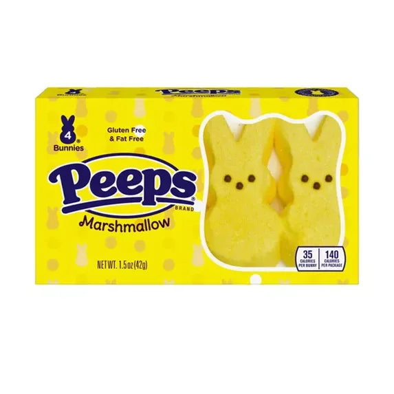 PEEPS Yellow Marshmallow Bunnies, Pack of 4 (Best By 01/2026, 06/2025)