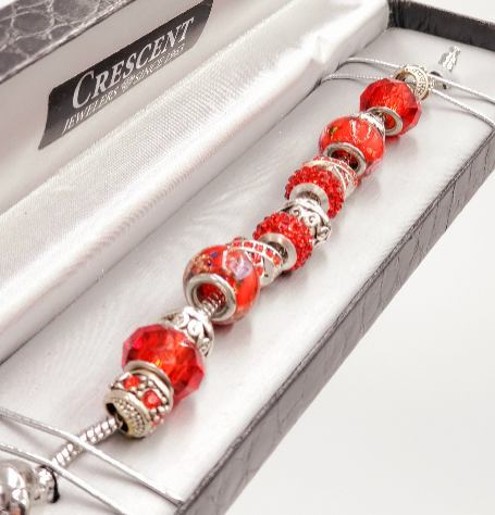 Pandora Inspired Bracelet-Red, Silver