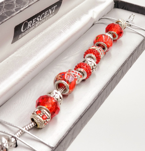 Pandora Inspired Bracelet-Red, Silver