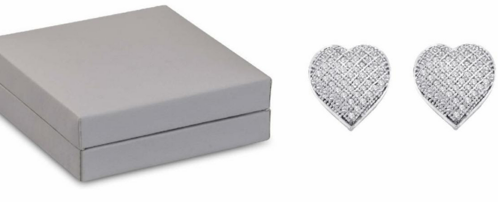 MICRO-PAVE CZ HIGH END HEART EARRINGS