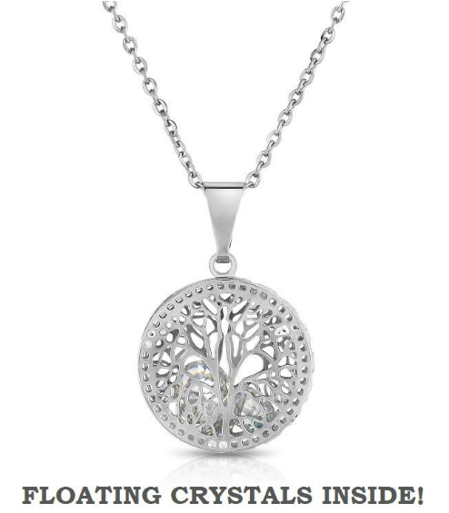 Necklace- Tree With Floating Crystals inside