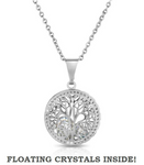 Necklace- Tree With Floating Crystals inside
