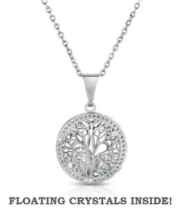 Necklace- Tree With Floating Crystals inside