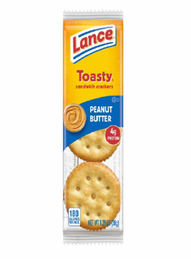 LANCE TOASTY PEANUT BUTTER SANDWICH CRACKERS 1.29OZ