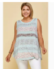 Plus Size Floral Sleeveless Tank Tunic-Mint