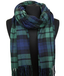 Plaid Cashmere Feel Blanket/Scarf/Shawl-Green/Blue/Black