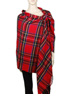 Plaid Cashmere Feel Blanket/Scarf/Shawl-Red