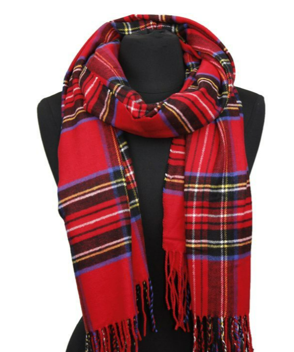 Plaid Cashmere Feel Blanket/Scarf/Shawl-Red