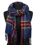 Plaid Cashmere Feel Blanket/Scarf/Shawl-Blue/Red