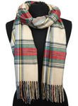 Plaid Cashmere Feel Blanket/Scarf/Shawl-Green/Red/Tan