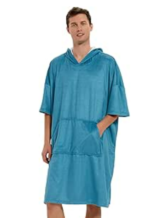 Surf Poncho Mens Towel Robe with Hood-Summer Hoodie-Adults-One Size