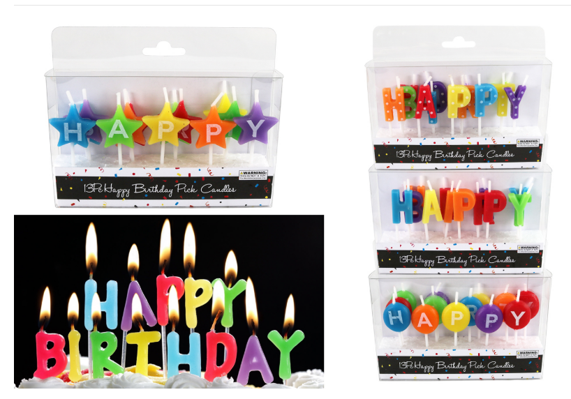 "Happy Birthday" Candles (13 PC) (4 Styles)
