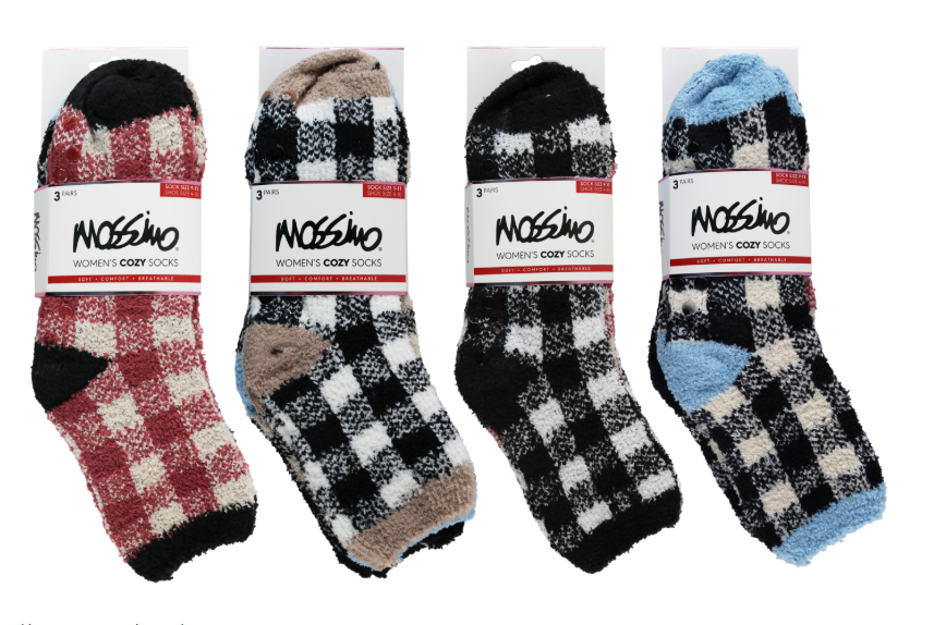 Mossimo® Fuzzy Socks w. Grips (Women's) (Checkered) (3 PR)