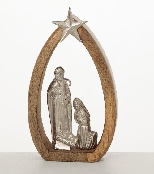 Sullivan Nativity Tabletop Décor – Wood & Metal, 6" x 10.75"