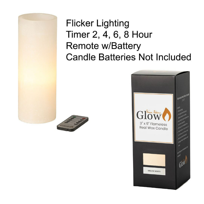 Vance Kitira Flameless Glow LED Wax Candle Melon White 3"Dx9"H Batteries Not Included