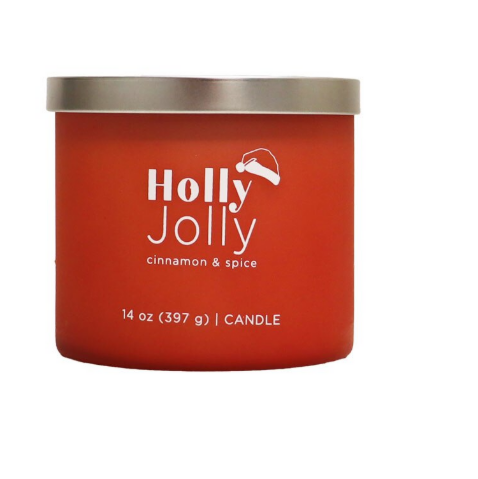 Jar Candle Holly Jolly, 3 Wick, 14oz, Silver Metal Lid