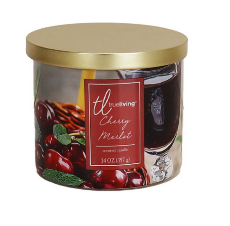 Jar Candle True Living Cherry Merlot Scented Candle, 3 Wick, 14oz